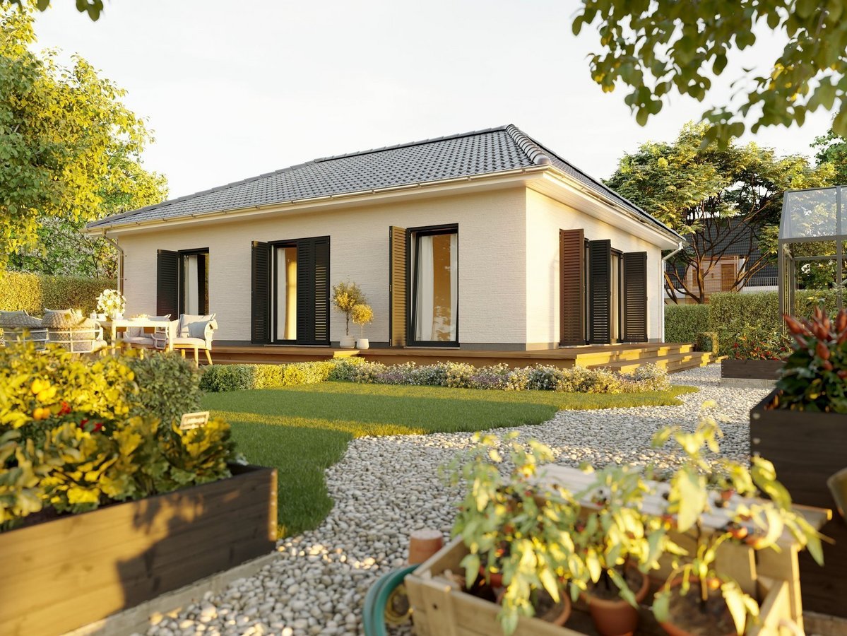 Moderner Bungalow mit Terrasse und Garten im Grünen