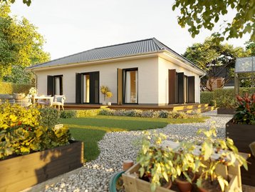 Moderner Bungalow mit Terrasse und Garten im Grünen